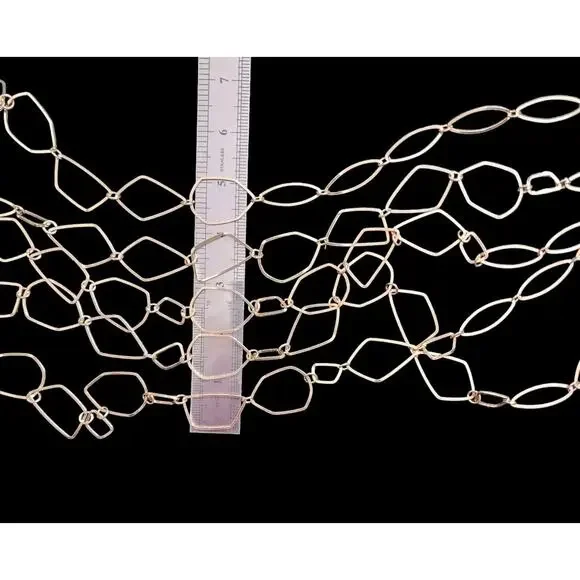 French Connections 5 Layered Multi Chain Long Gold Tone Necklace 37" - Picture 5 of 6